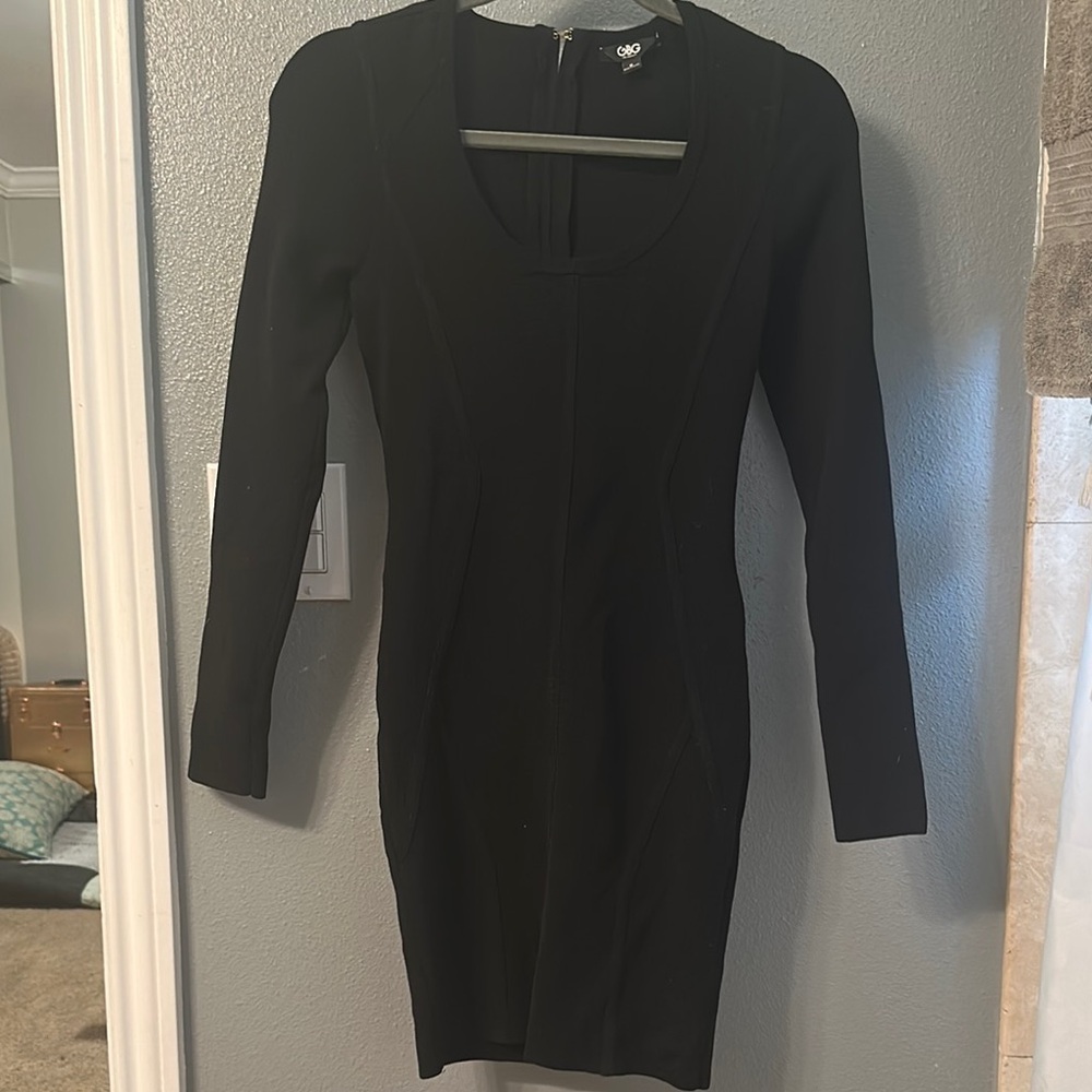 GBG Los Angeles Black V-Neck Long Sleeve Bodycon Dress